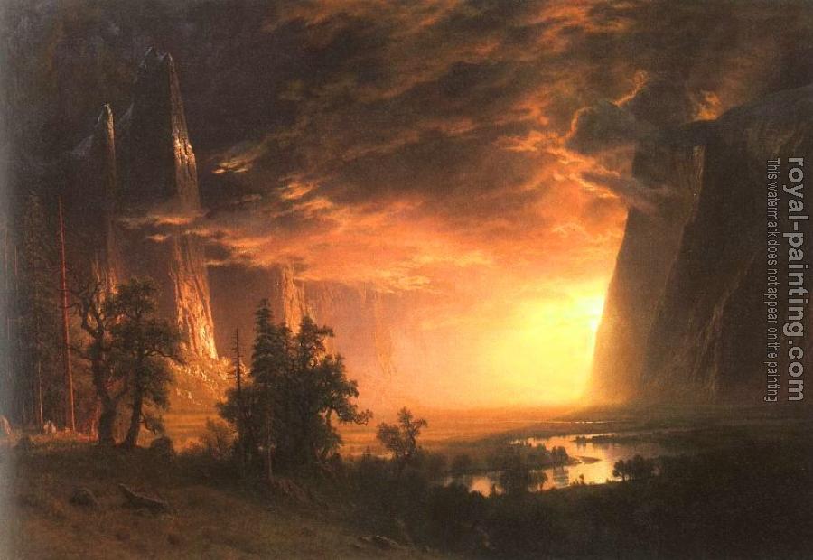Albert Bierstadt : Sunset in the Yosemite Valley